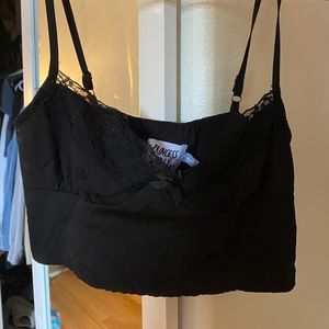 Princess Polly bra top, lace trim, black